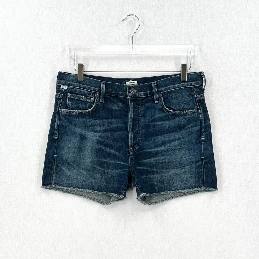 CITIZENS OF HUMANITY Corey Short Womens 28 Slouchy Fit Denim Cut Off Dark Wash